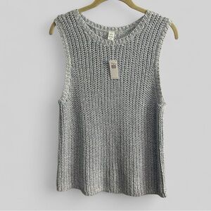 Old Navy New baby blue woven knit sweater vest ladies large preppy academia